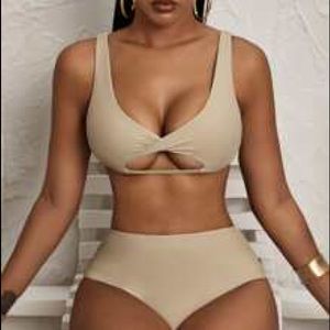 SHEIN Solid High Waist bikini set